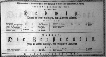 Theaterzettel (Oper und Burgtheater in Wien) 18221204 Seite: 1