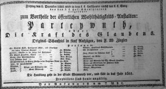 Theaterzettel (Oper und Burgtheater in Wien) 18221206 Seite: 1