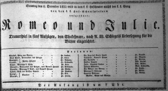 Theaterzettel (Oper und Burgtheater in Wien) 18221208 Seite: 1