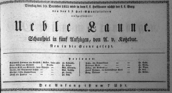 Theaterzettel (Oper und Burgtheater in Wien) 18221210 Seite: 1