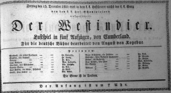 Theaterzettel (Oper und Burgtheater in Wien) 18221213 Seite: 1