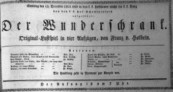 Theaterzettel (Oper und Burgtheater in Wien) 18221215 Seite: 1