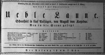 Theaterzettel (Oper und Burgtheater in Wien) 18221228 Seite: 1