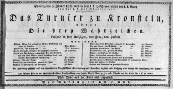 Theaterzettel (Oper und Burgtheater in Wien) 18230105 Seite: 1