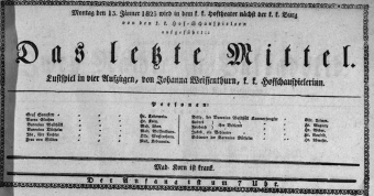 Theaterzettel (Oper und Burgtheater in Wien) 18230113 Seite: 1