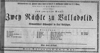 Theaterzettel (Oper und Burgtheater in Wien) 18230115 Seite: 1