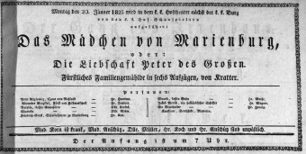 Theaterzettel (Oper und Burgtheater in Wien) 18230120 Seite: 1