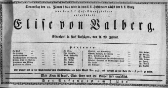 Theaterzettel (Oper und Burgtheater in Wien) 18230123 Seite: 1