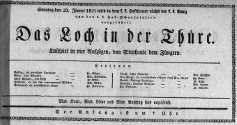 Theaterzettel (Oper und Burgtheater in Wien) 18230126 Seite: 1