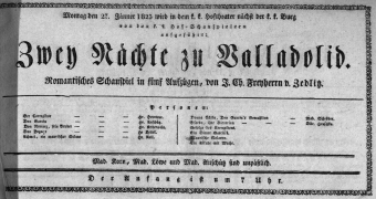 Theaterzettel (Oper und Burgtheater in Wien) 18230127 Seite: 1