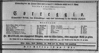 Theaterzettel (Oper und Burgtheater in Wien) 18230130 Seite: 1