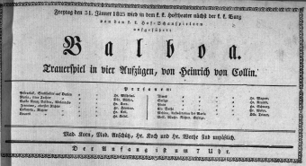 Theaterzettel (Oper und Burgtheater in Wien) 18230131 Seite: 1
