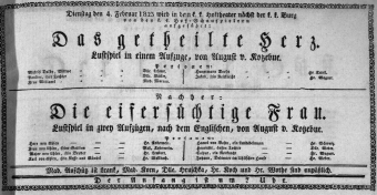 Theaterzettel (Oper und Burgtheater in Wien) 18230204 Seite: 1
