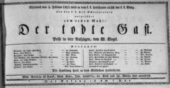 Theaterzettel (Oper und Burgtheater in Wien) 18230205 Seite: 1