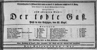 Theaterzettel (Oper und Burgtheater in Wien) 18230206 Seite: 1