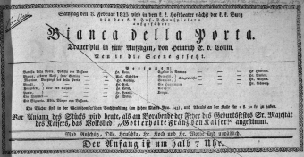 Theaterzettel (Oper und Burgtheater in Wien) 18230208 Seite: 1