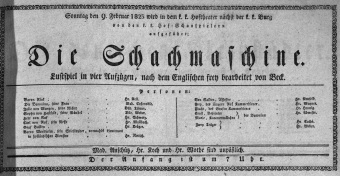 Theaterzettel (Oper und Burgtheater in Wien) 18230209 Seite: 1