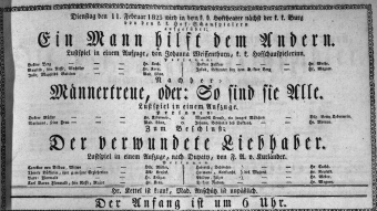 Theaterzettel (Oper und Burgtheater in Wien) 18230211 Seite: 1