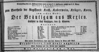 Theaterzettel (Oper und Burgtheater in Wien) 18230213 Seite: 1
