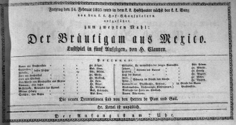 Theaterzettel (Oper und Burgtheater in Wien) 18230214 Seite: 1