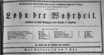 Theaterzettel (Oper und Burgtheater in Wien) 18230218 Seite: 1