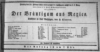 Theaterzettel (Oper und Burgtheater in Wien) 18230221 Seite: 1