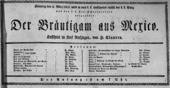 Theaterzettel (Oper und Burgtheater in Wien) 18230302 Seite: 1