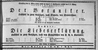 Theaterzettel (Oper und Burgtheater in Wien) 18230308 Seite: 1