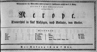 Theaterzettel (Oper und Burgtheater in Wien) 18230312 Seite: 1