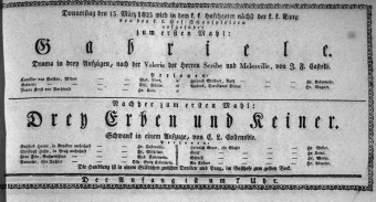 Theaterzettel (Oper und Burgtheater in Wien) 18230313 Seite: 1