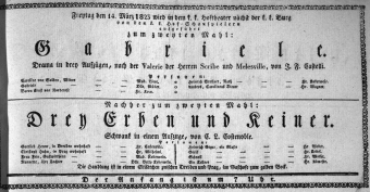Theaterzettel (Oper und Burgtheater in Wien) 18230314 Seite: 1