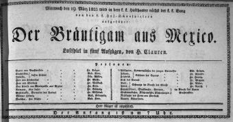 Theaterzettel (Oper und Burgtheater in Wien) 18230319 Seite: 1