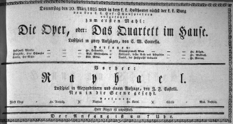 Theaterzettel (Oper und Burgtheater in Wien) 18230320 Seite: 1