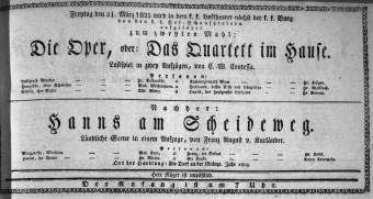 Theaterzettel (Oper und Burgtheater in Wien) 18230321 Seite: 1
