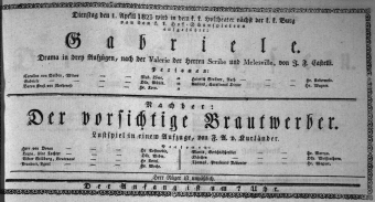 Theaterzettel (Oper und Burgtheater in Wien) 18230401 Seite: 1