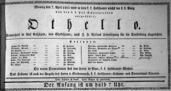 Theaterzettel (Oper und Burgtheater in Wien) 18230407 Seite: 1