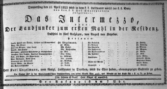Theaterzettel (Oper und Burgtheater in Wien) 18230410 Seite: 1