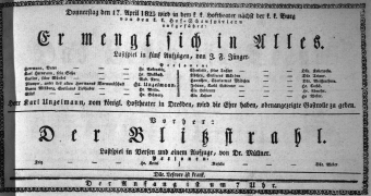 Theaterzettel (Oper und Burgtheater in Wien) 18230417 Seite: 1