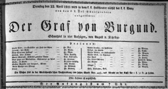 Theaterzettel (Oper und Burgtheater in Wien) 18230422 Seite: 1