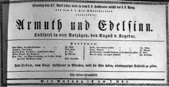 Theaterzettel (Oper und Burgtheater in Wien) 18230427 Seite: 1