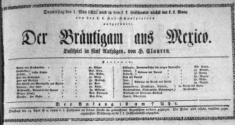 Theaterzettel (Oper und Burgtheater in Wien) 18230501 Seite: 1