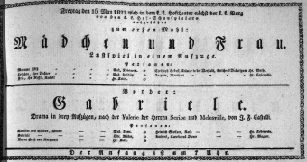 Theaterzettel (Oper und Burgtheater in Wien) 18230516 Seite: 1
