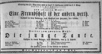 Theaterzettel (Oper und Burgtheater in Wien) 18230525 Seite: 1