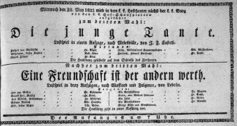 Theaterzettel (Oper und Burgtheater in Wien) 18230528 Seite: 1
