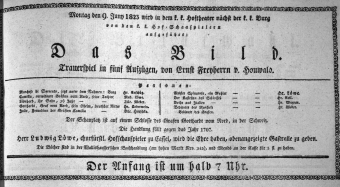 Theaterzettel (Oper und Burgtheater in Wien) 18230609 Seite: 1