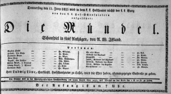 Theaterzettel (Oper und Burgtheater in Wien) 18230612 Seite: 1