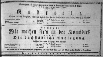 Theaterzettel (Oper und Burgtheater in Wien) 18230616 Seite: 1