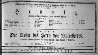 Theaterzettel (Oper und Burgtheater in Wien) 18230628 Seite: 1