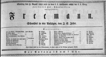 Theaterzettel (Oper und Burgtheater in Wien) 18230809 Seite: 1
