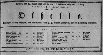 Theaterzettel (Oper und Burgtheater in Wien) 18230812 Seite: 1